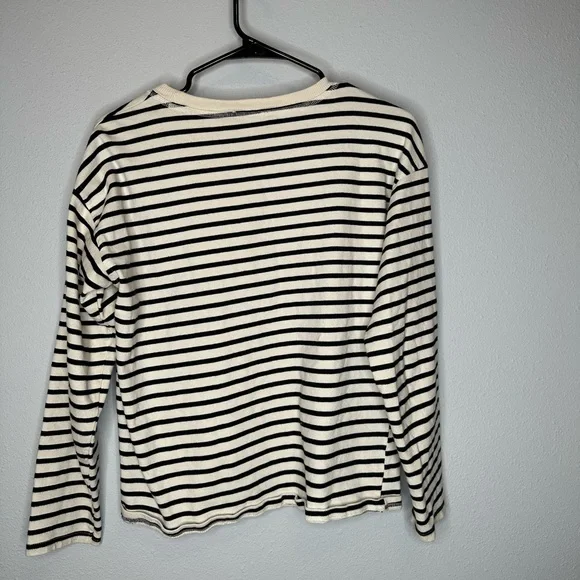 Zara striped Crewneck top women’s size M cotton cream and black - Picture 6 of 6